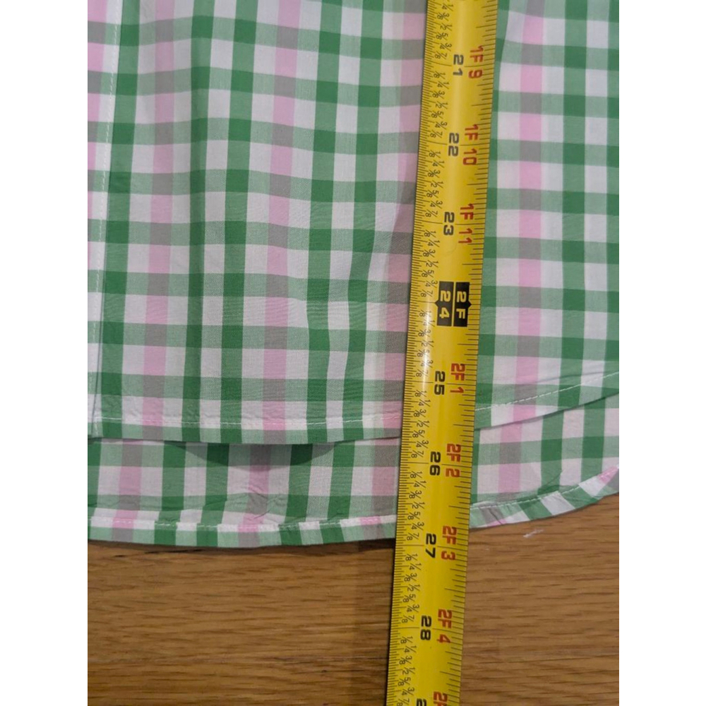 ON 34TH Green Pink Gingham Plaid Shirt Medium - Picture 9 of 9